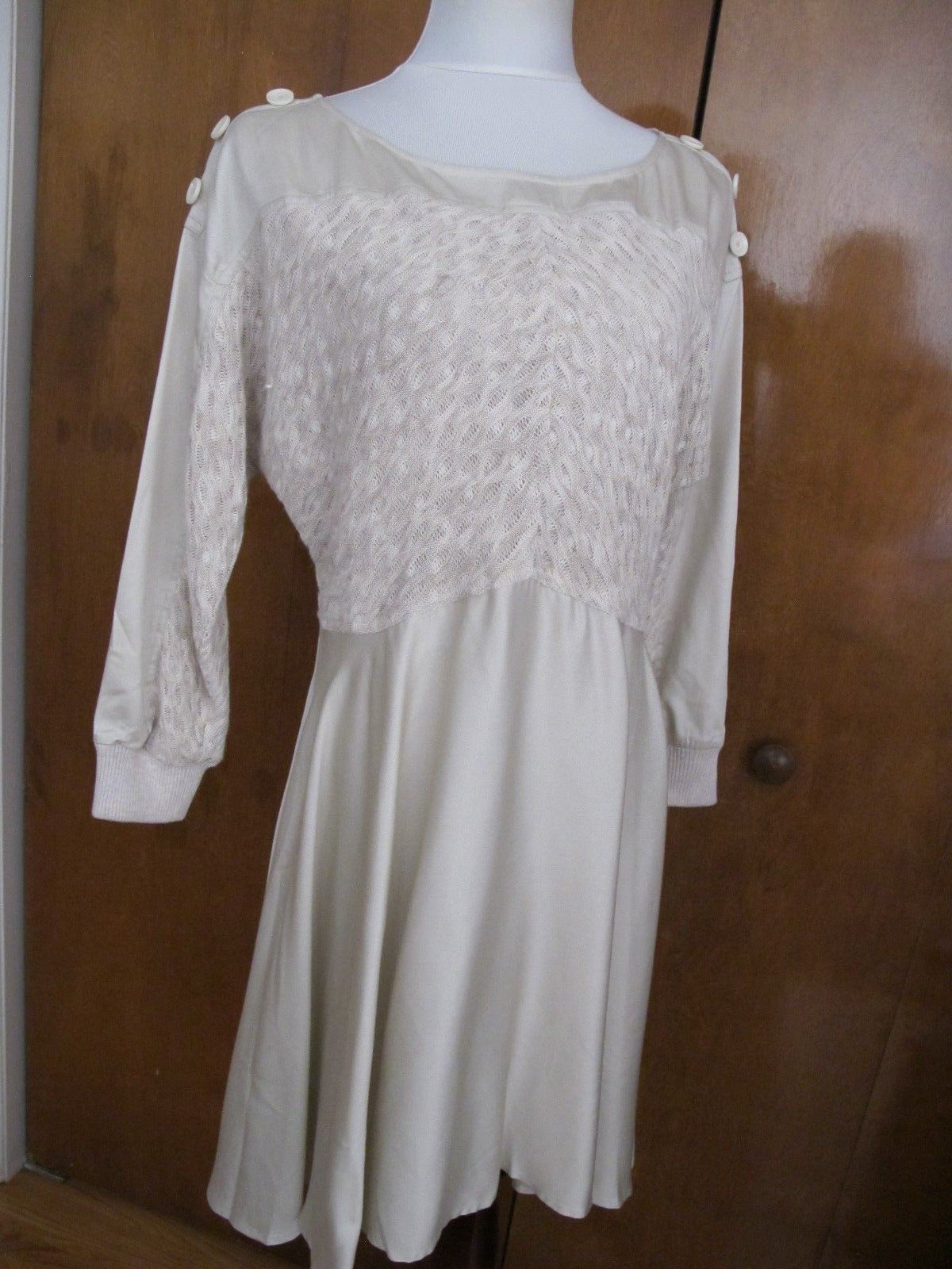  Anthropologie Women’s Beige Detailed Long Sleeves Dress  New