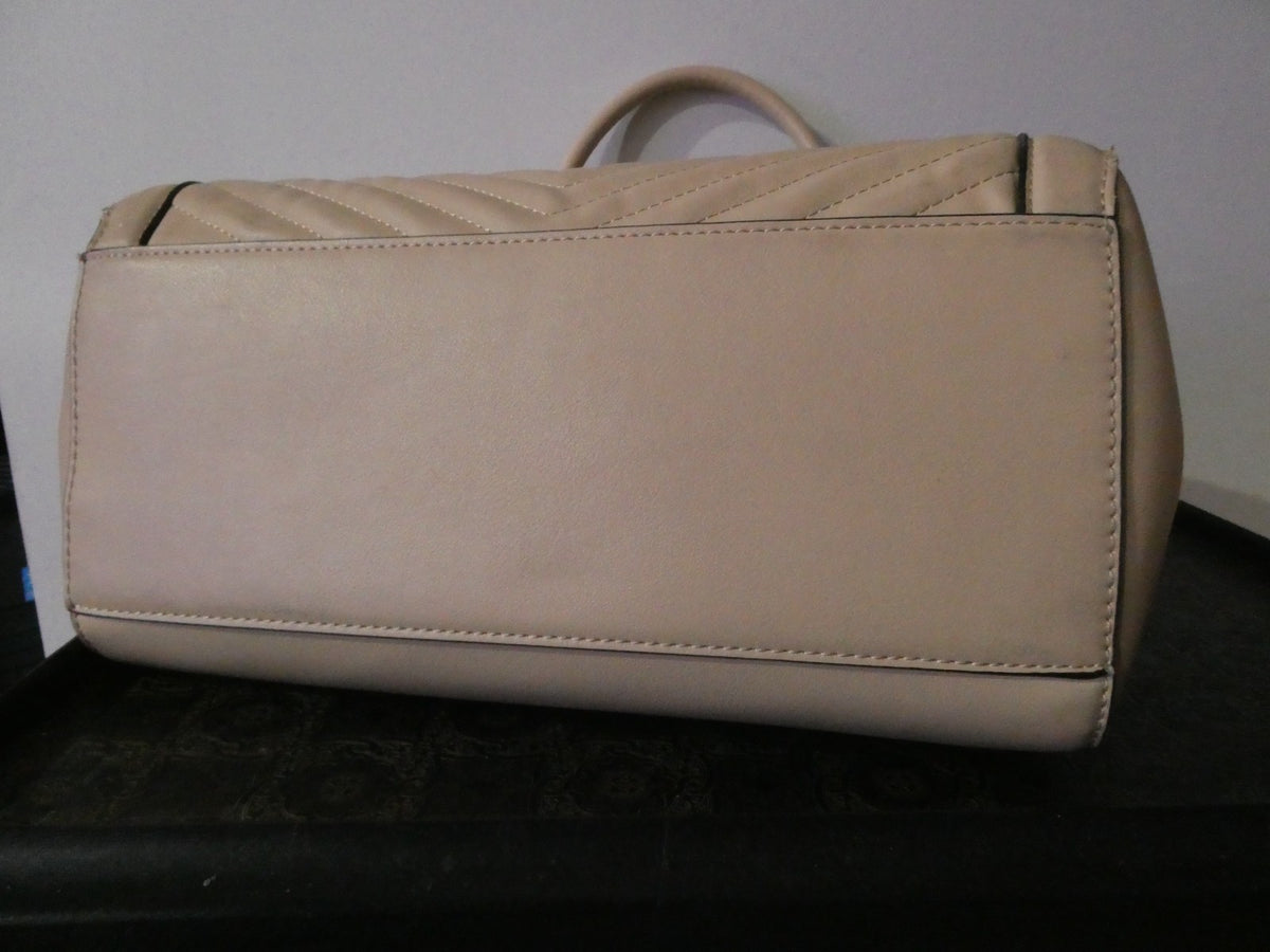 ALDO Women Quilted Taupe Satchel Purse Shoulder Handbag 14” x 10” x 7”