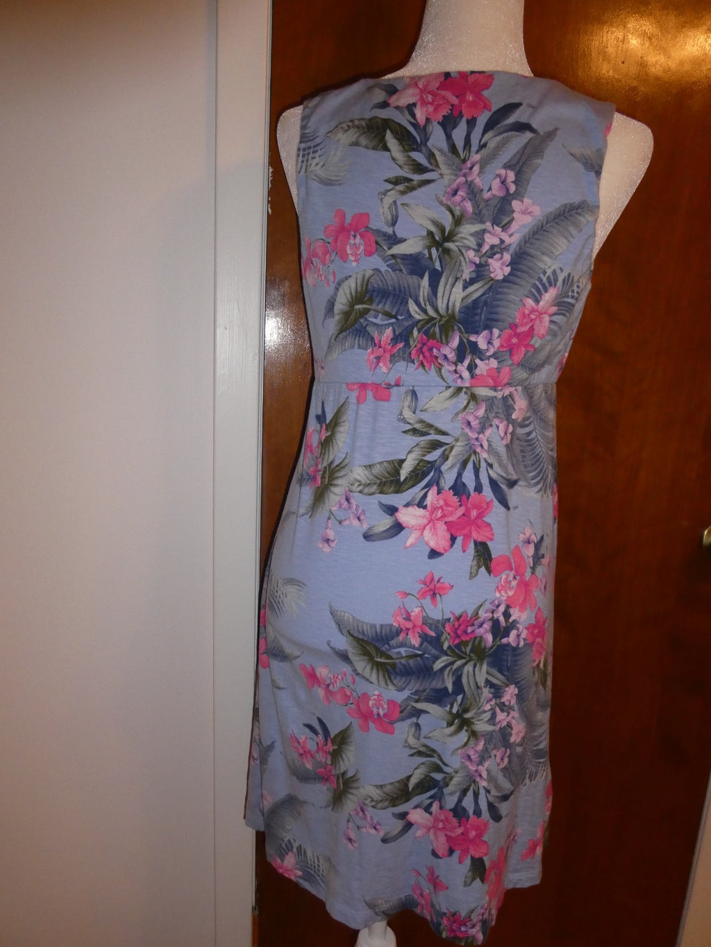 Tommy Bahama Women's Petite S/P Floral Tropical Summer Dress Cotton Modal Blue 