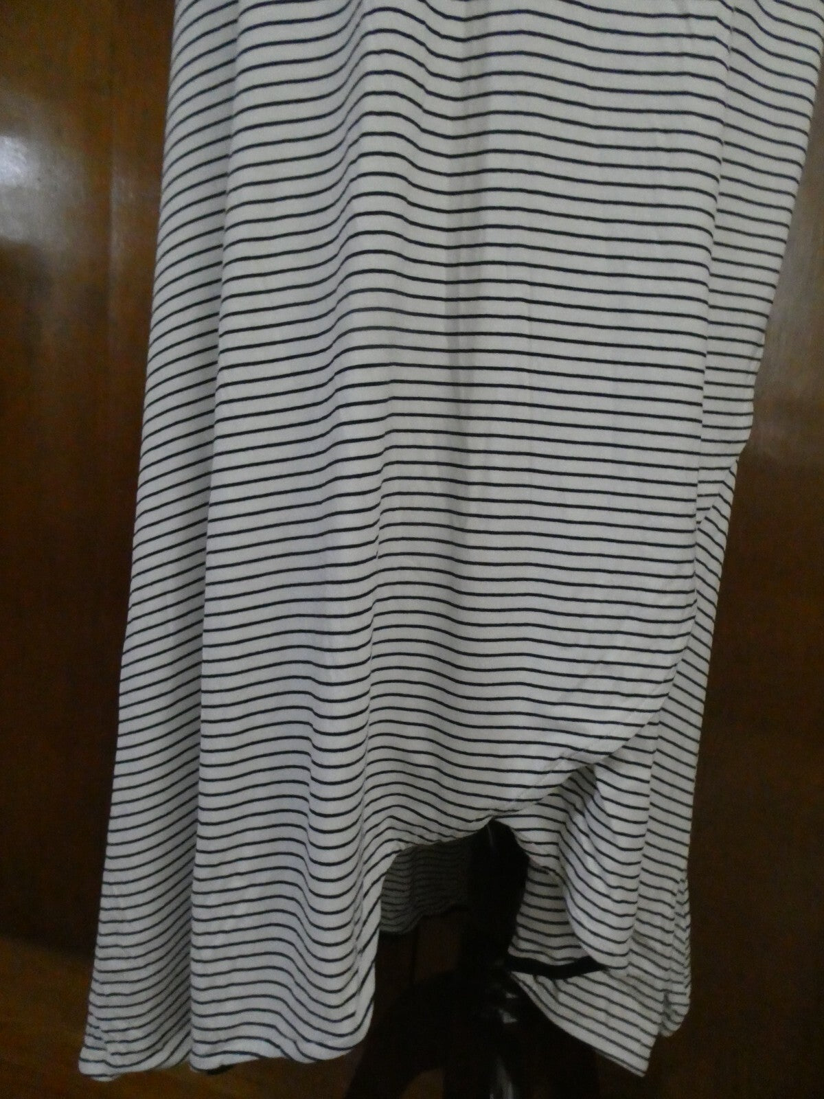 Gap Women's Stripped White/Black Tie-Waist Midi Wrap Dress Size Large Xlarge