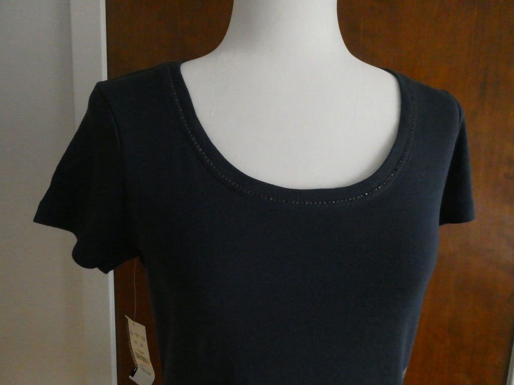 New York &Company women's soft cotton beaded navy top size Medium