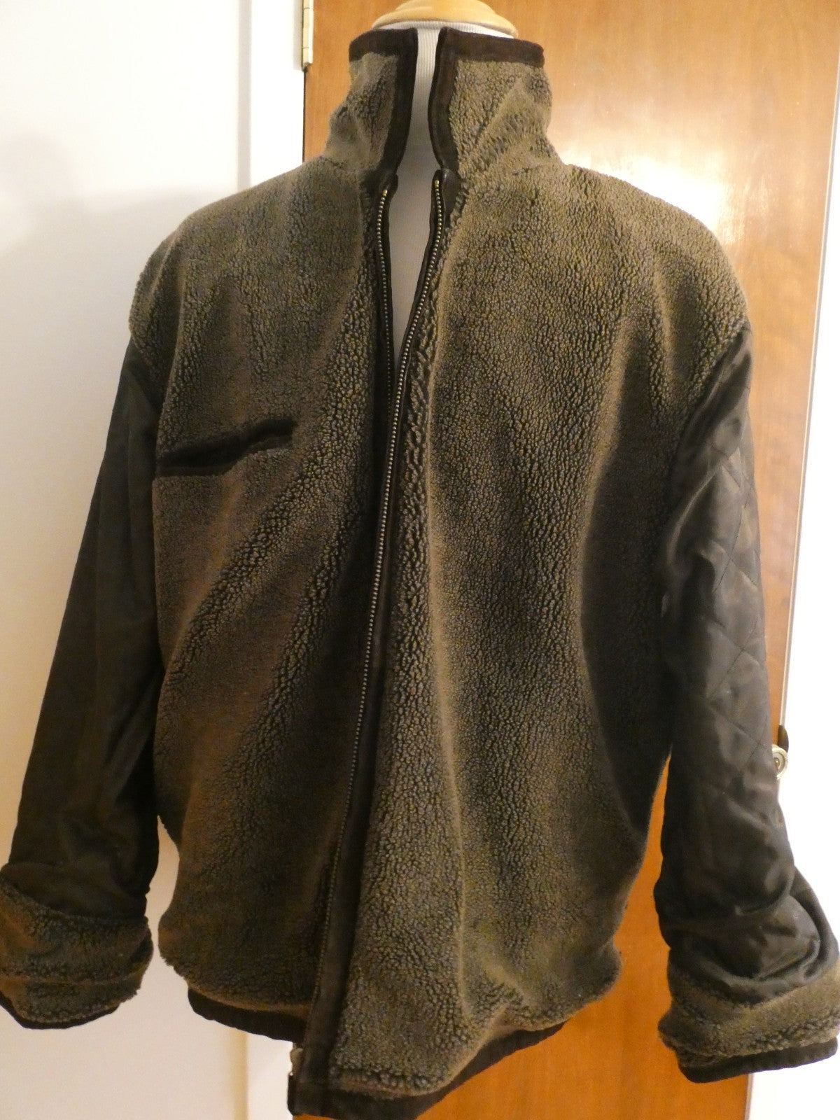 Pacific Trail Men’s Brown Suede Leather Jacket Sherpa Lined Size XL