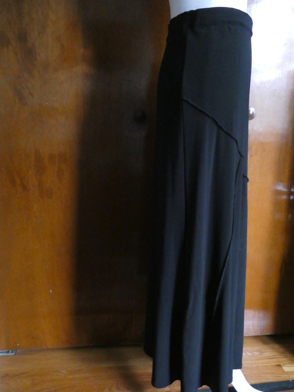 Carole Little Women Black Maxi Skirt Medium Stretch Asymmetrical Hem Pull On
