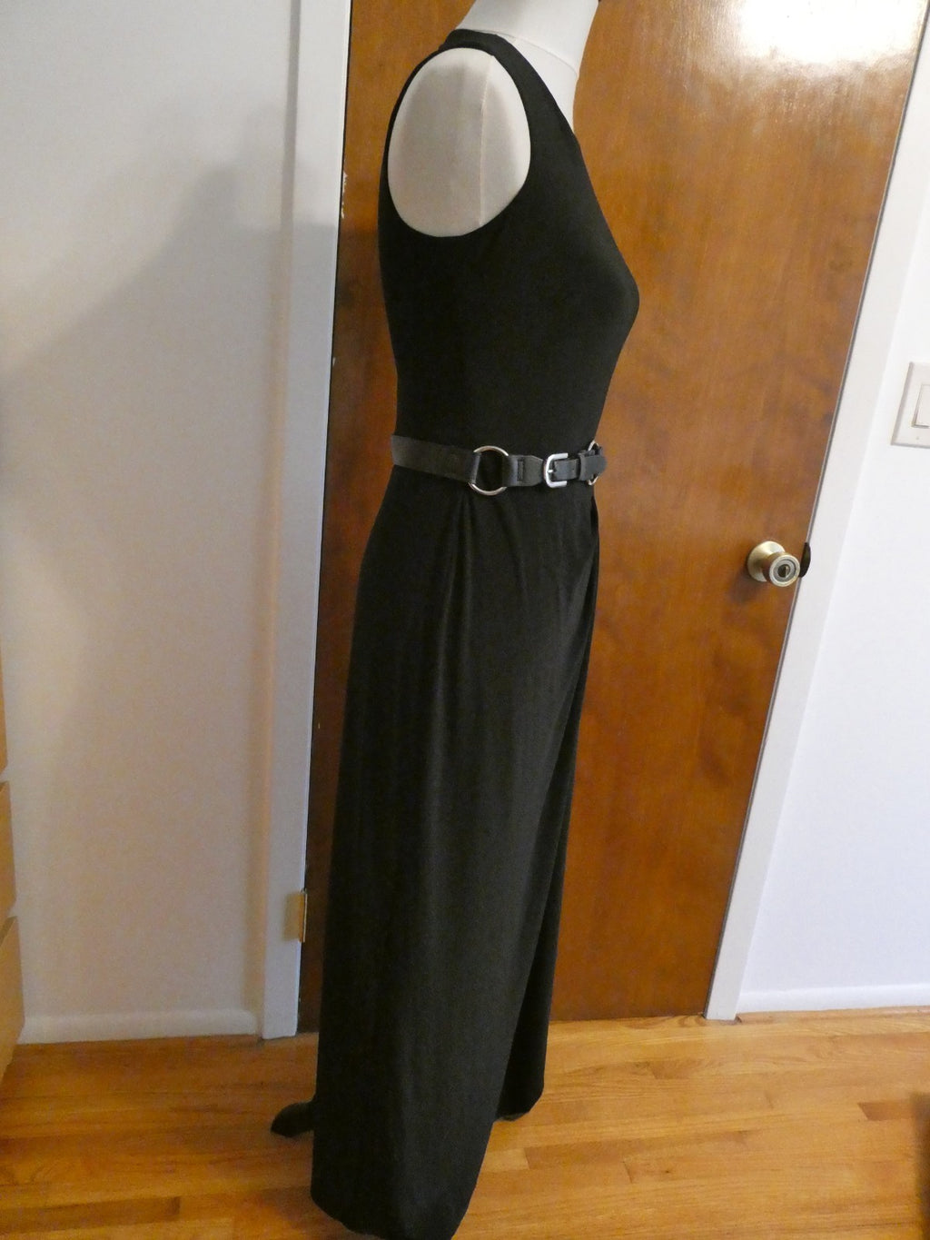 Ralph Lauren women black maxi evening dress draping at the bodice size 4