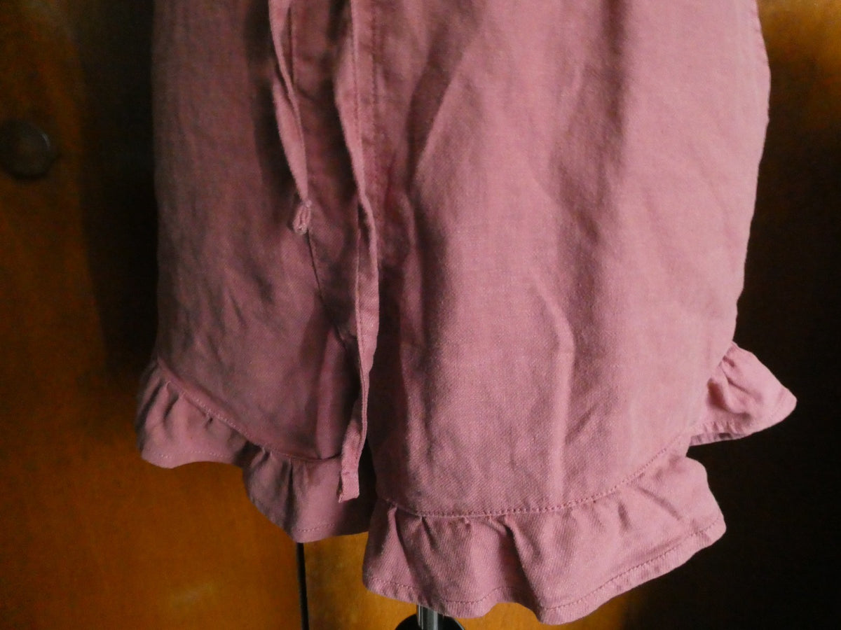 American Eagle Outfitters Women Linen Blend Ruffle Hem Shorts Mauve Pink XL $49