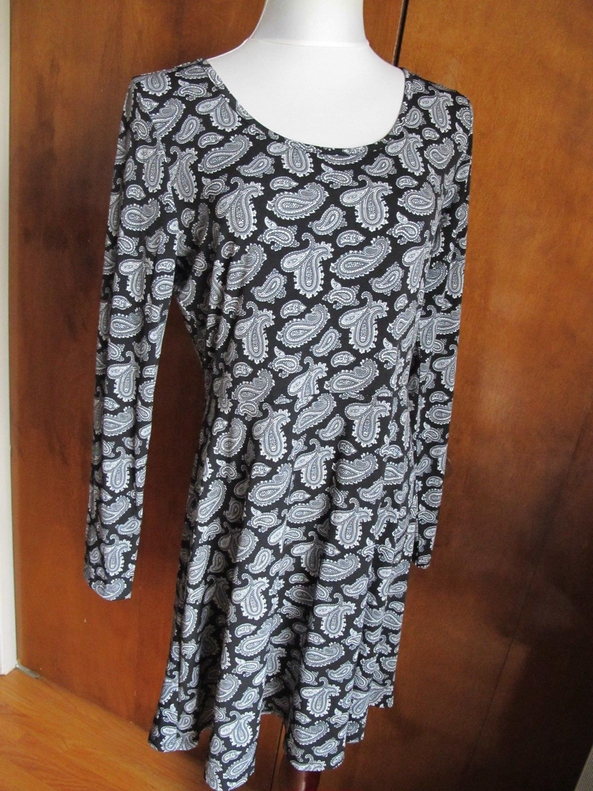 Michael Kors women’s printed multi color boat neck jersey A-line dress large 