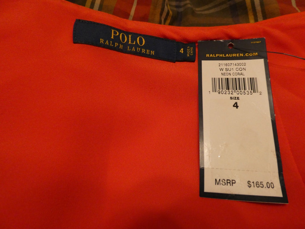 POLO Ralph Lauren Women's Cotton/Viscose Neon Coral Lined Mini Skirt Size 4