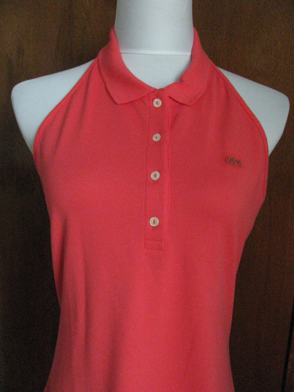 Lacoste women's red cotton halter dress US12/Euro44 NWT 