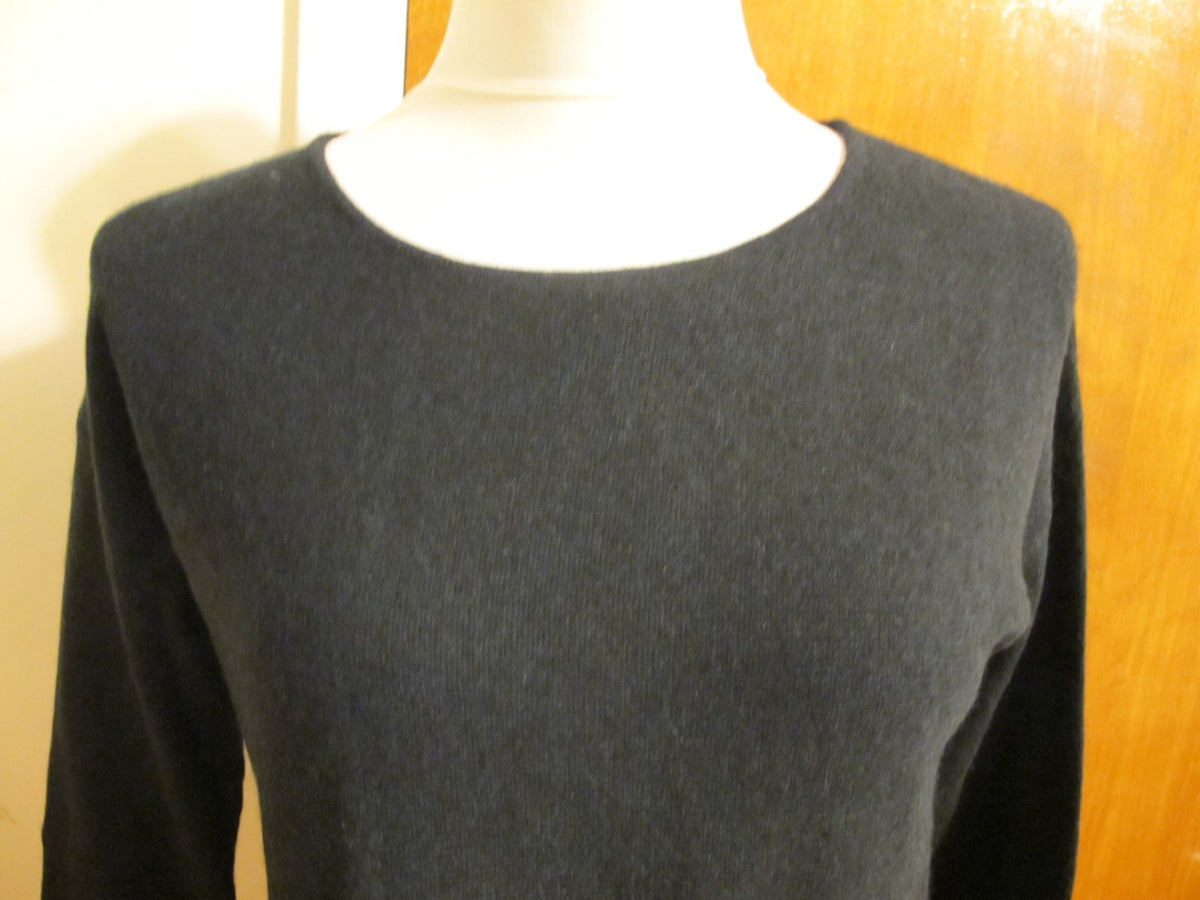 By Bloomingdale’s Womens Marled Evergreen Black Cashmere Sweater XS 
