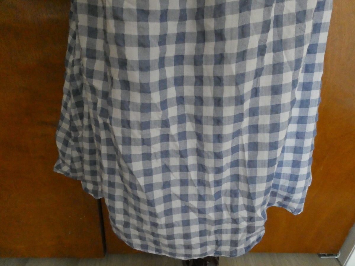 Anthropologie 11-1 Tylho Off-The-Shoulder Dress Plaid Gingham Blue/White XLarge