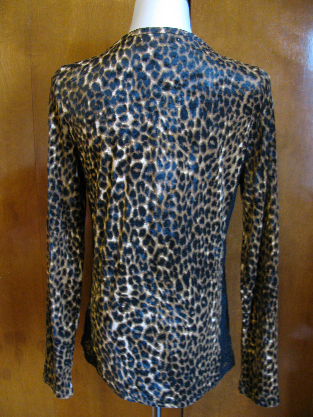Denim & Supply women's leopard print velour mesh crafted evening top blouse New