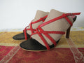 Grass women's red leather peep toe sandals size 37 US 7 made in Israel New