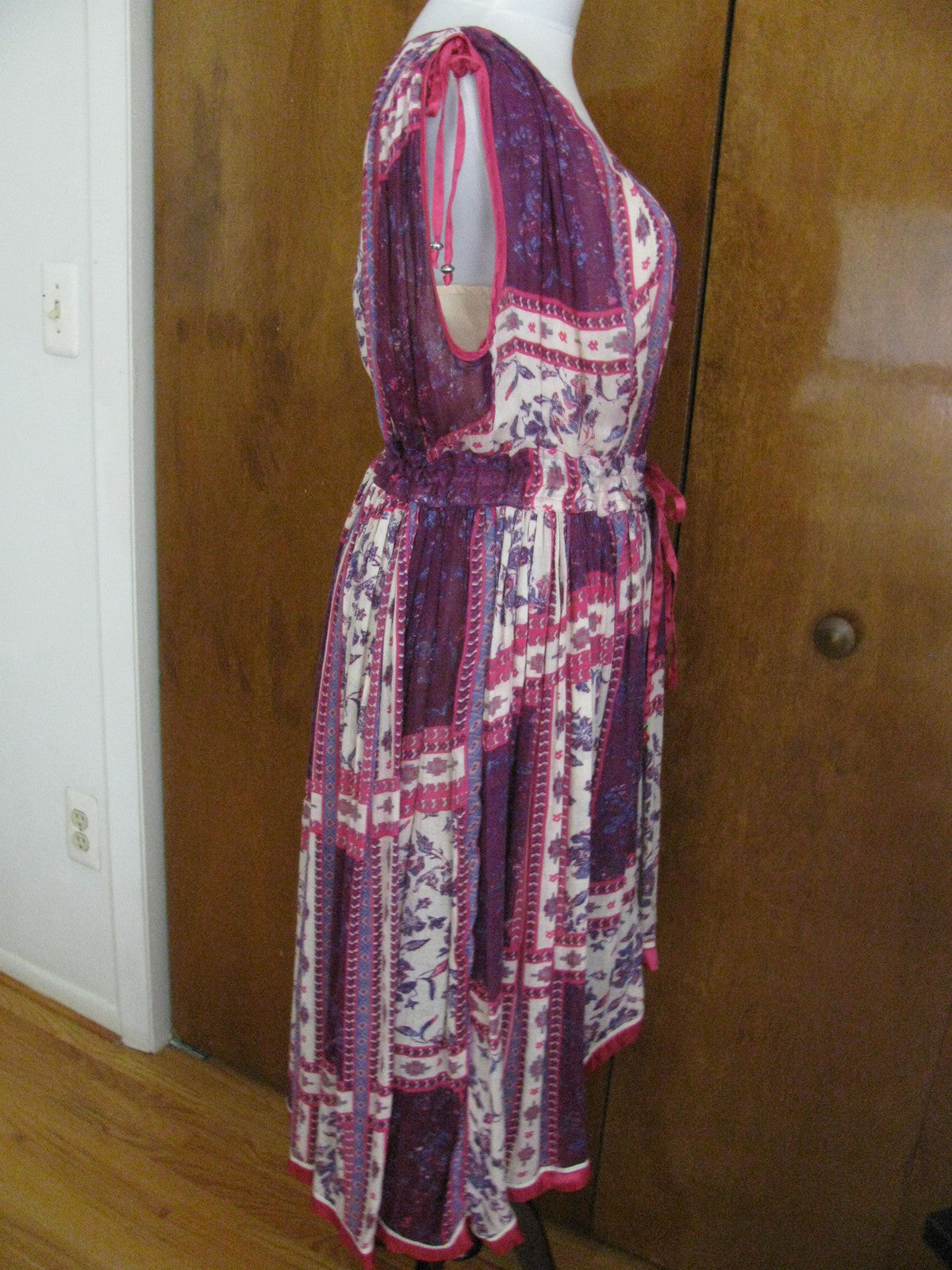 Free People women’s multi color asymmetrical hem NWT soft rayon dress size Large