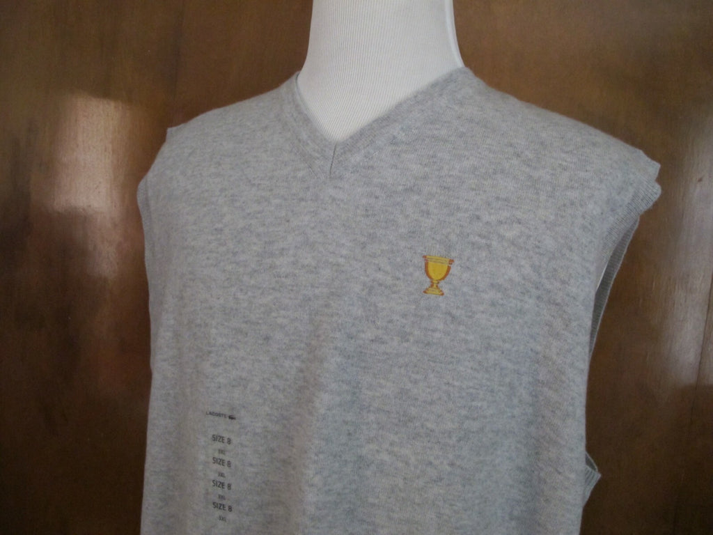 Lacoste men's chalkboard heather cashmere V-neck vest 3XL(Runs small) fits 2XL