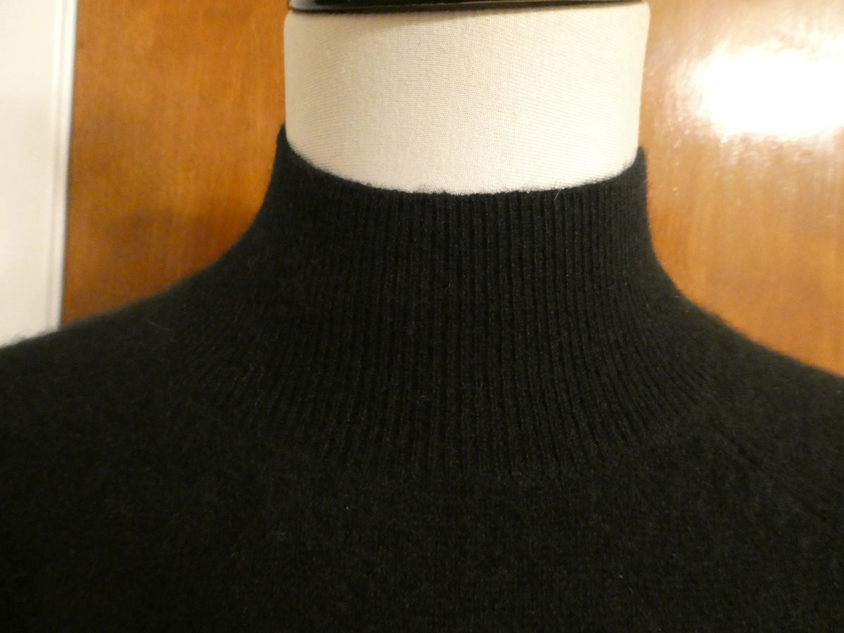 Bloomingdale's 100% 2-Ply Cashmere Black Mock Neck Midi Dress NWT $248 Size XS