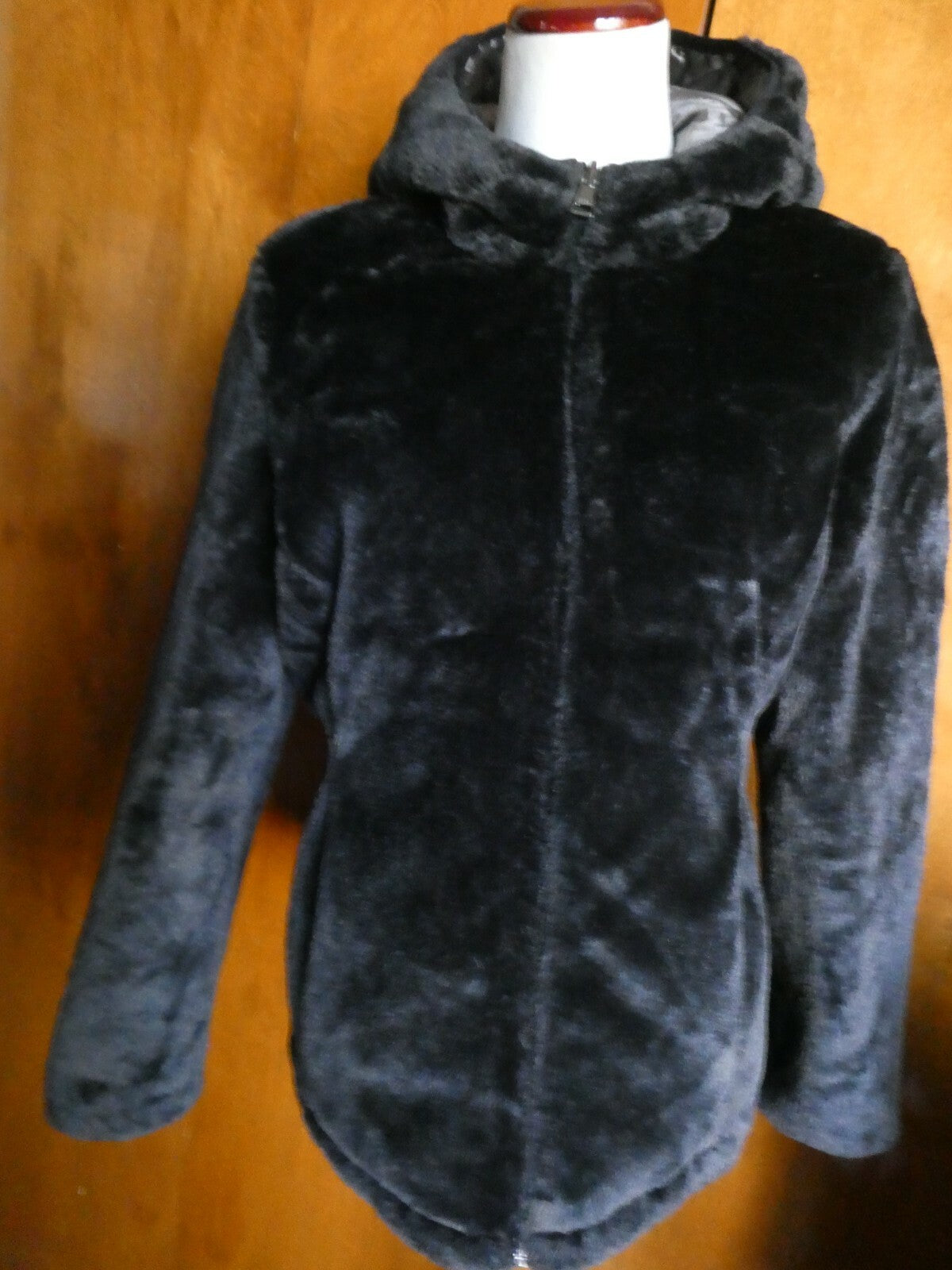 Andrew Marc Women's Gray/Black Reversible Puffer and Faux Fur Jacket Coat S/CH 