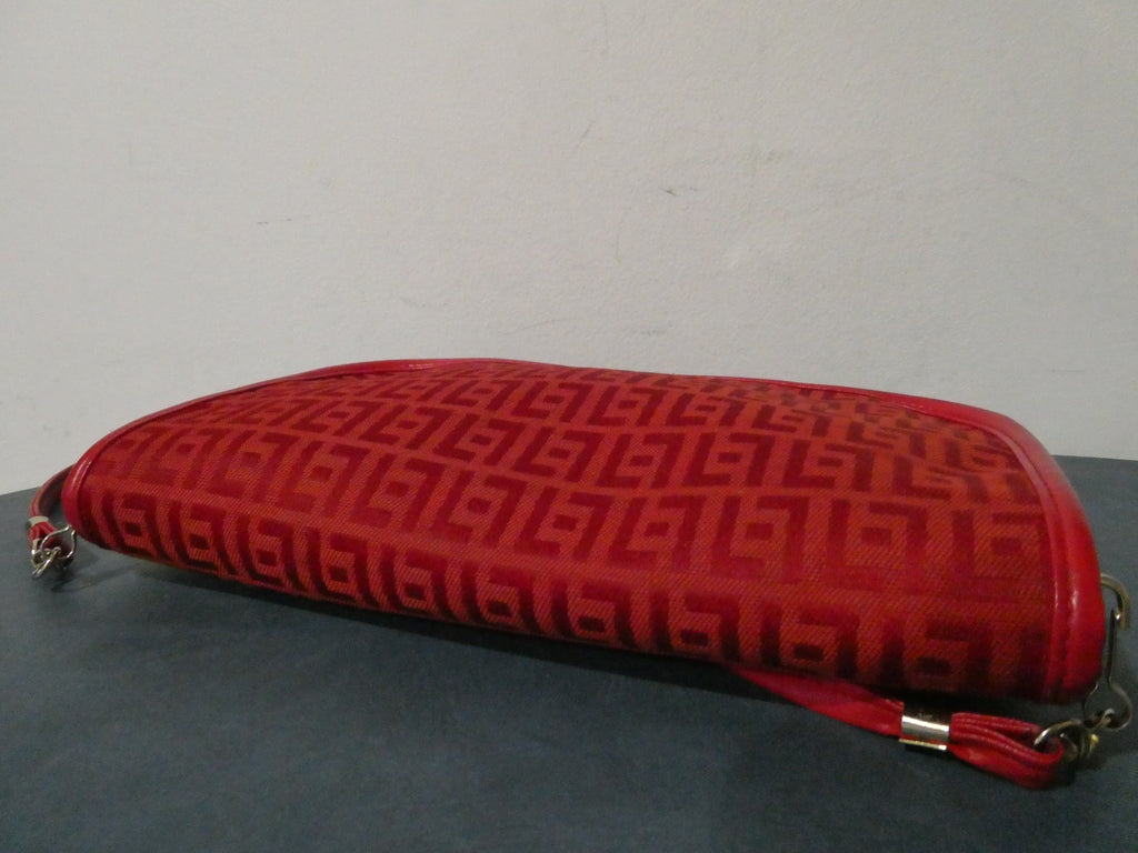 Vintage Red Italian Crossbody Shoulder Bag Geometric Pattern Small Made in Italy