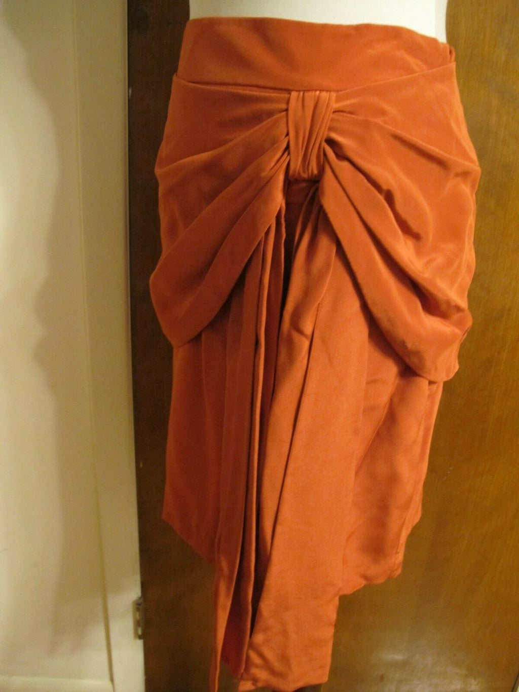 Juicy Couture Women's Orange African Sun Draped Silk Lined Skirt XL Fits Large