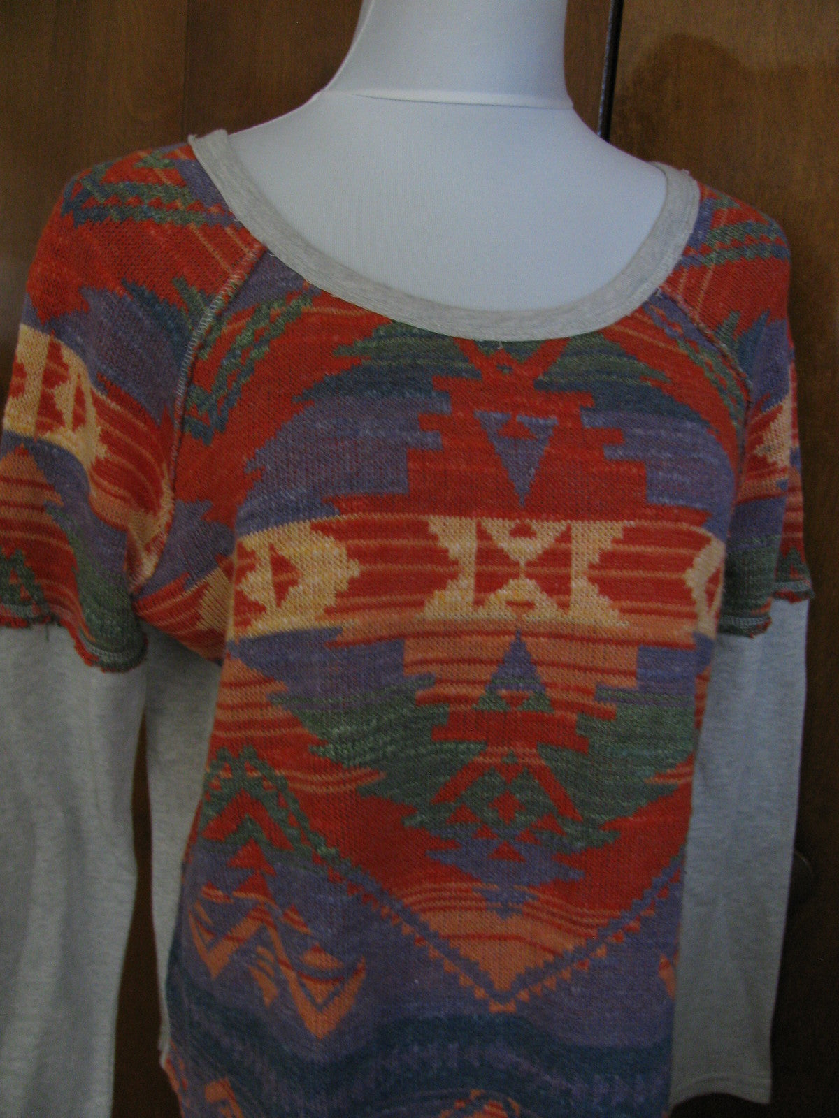Denim & Supply Ralph Lauren women’s orange gray green cotton sweater medium 