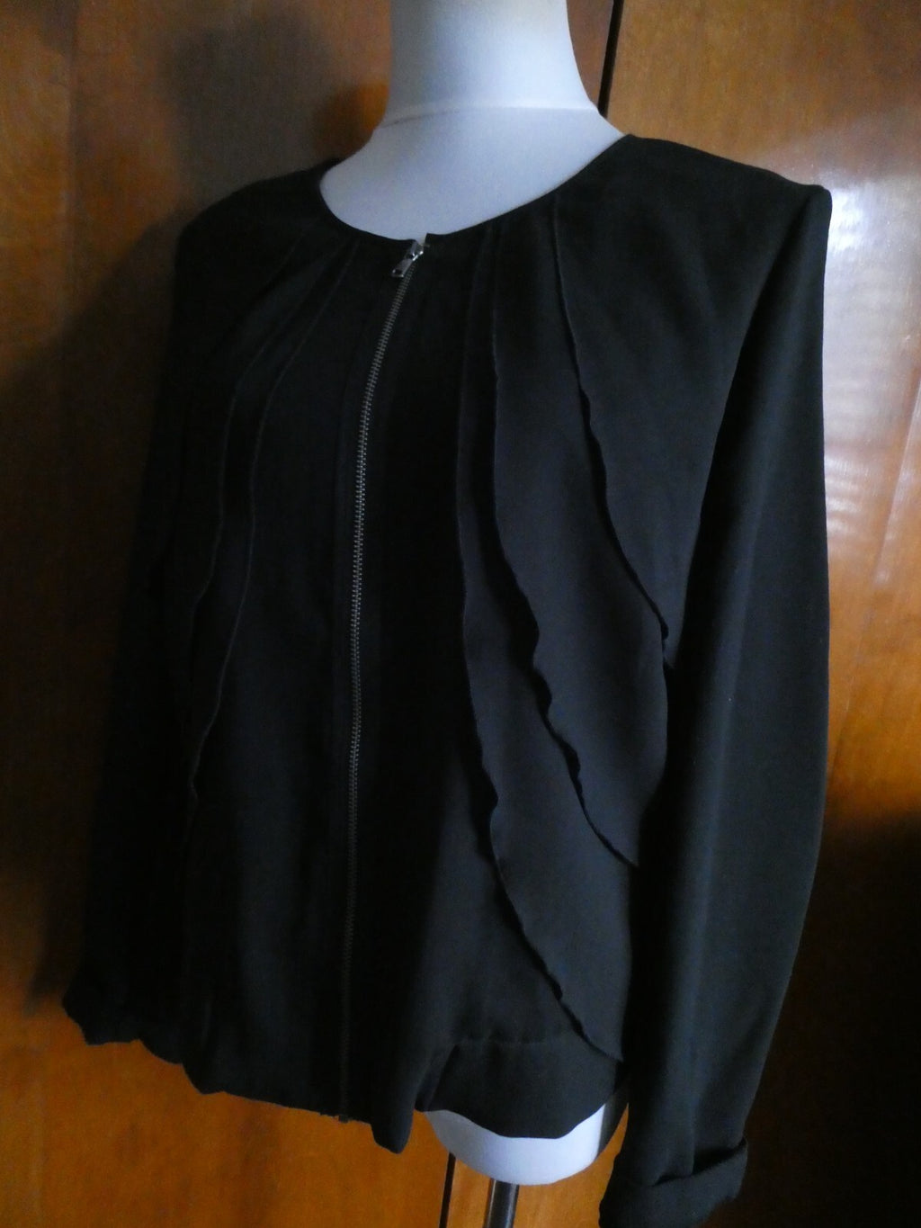 Gap Women's Black Evening Detailed Full Zipper Lined Blazer Size Large