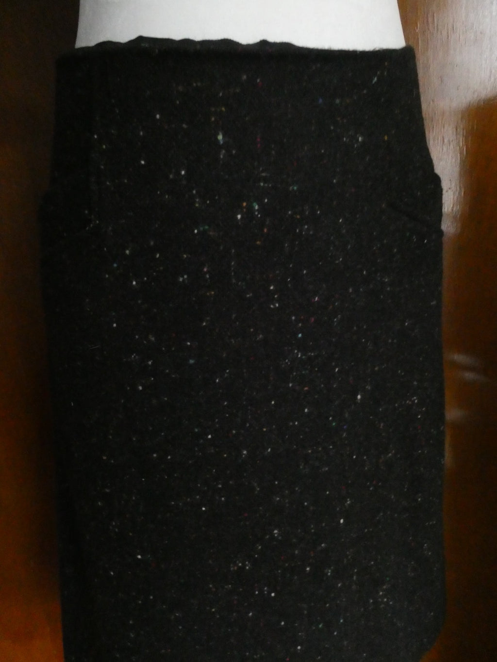 Theory Women Anorel Black Multi Virgin Wool Detailed Size 12 Skirt $265