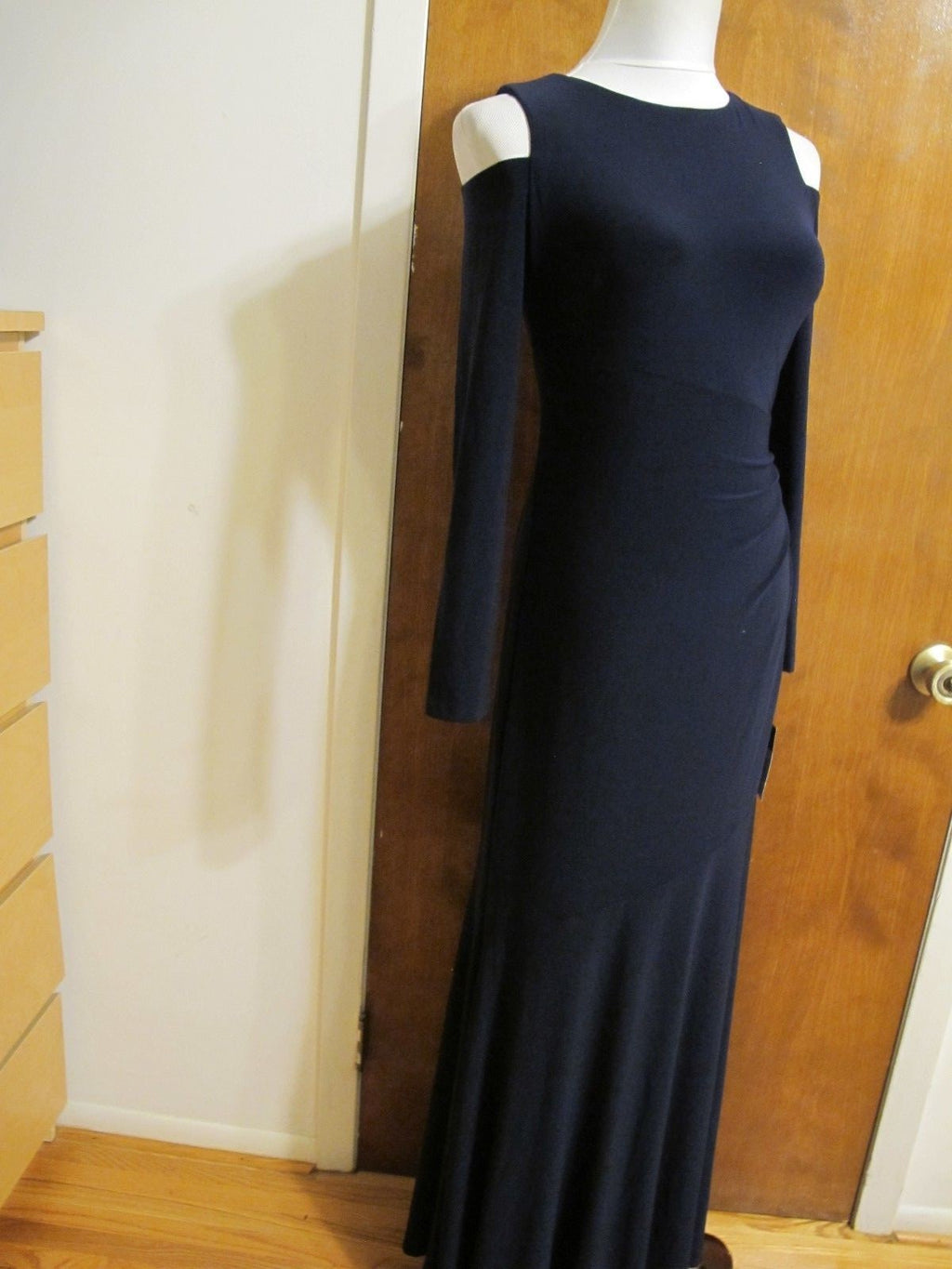 Lauren Ralph Lauren Women Navy Lined Evening Maxi Cutout A-line Dress New