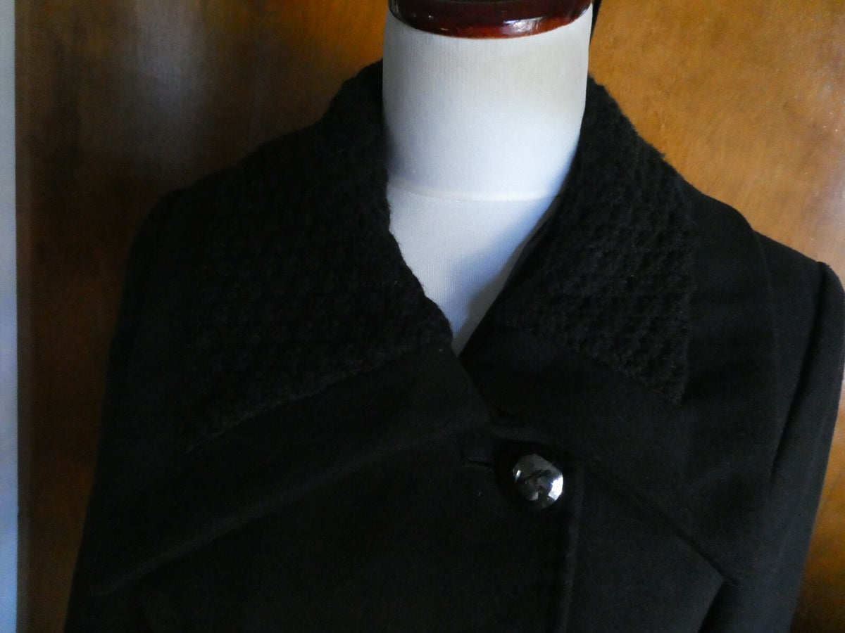 Tahari Women's Black Lined Detailed Pea Coat Jacket Size 4