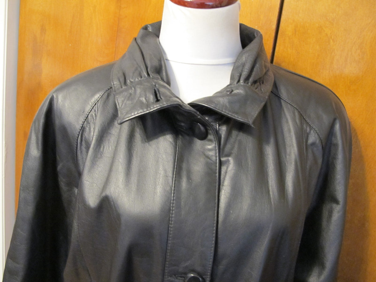 Pelle New York Milano Women's Black Real Genuine Leather Jacket Coat Medium 