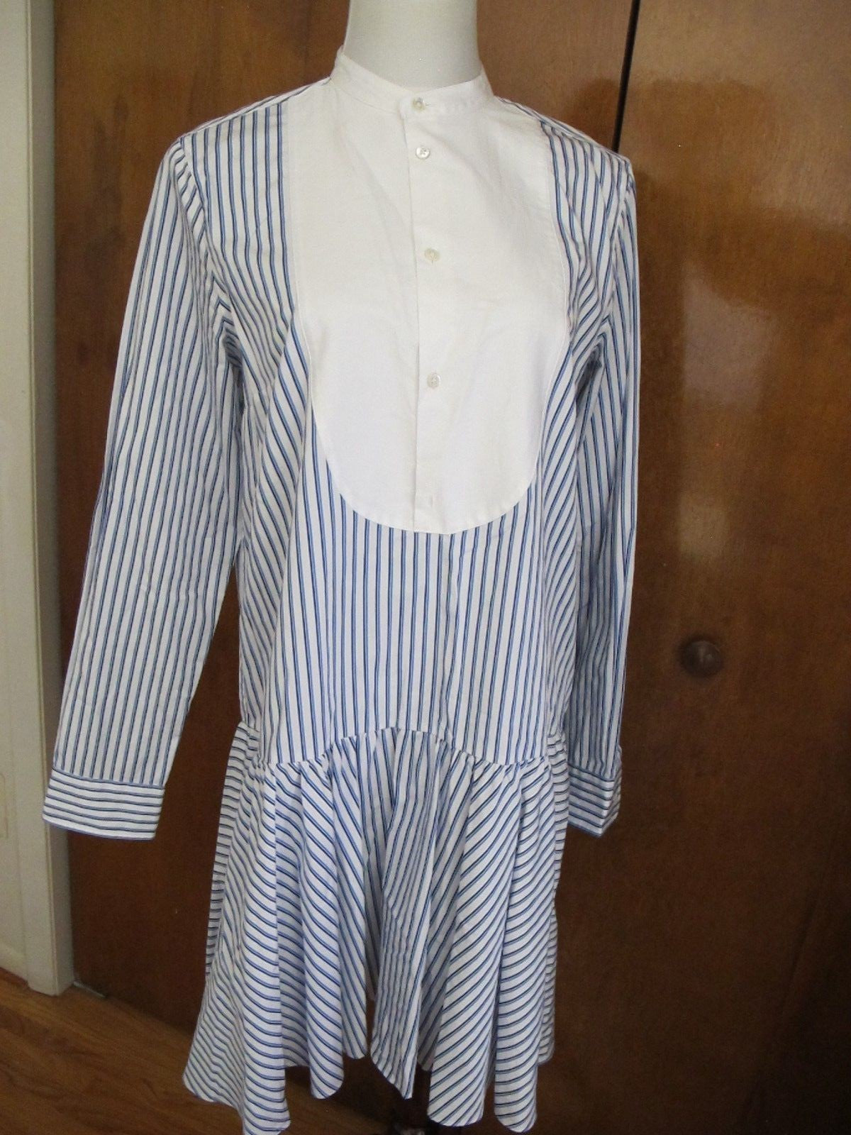 Polo Ralph Lauren women’s white blue gorgeous cotton New long sleeves dress 10