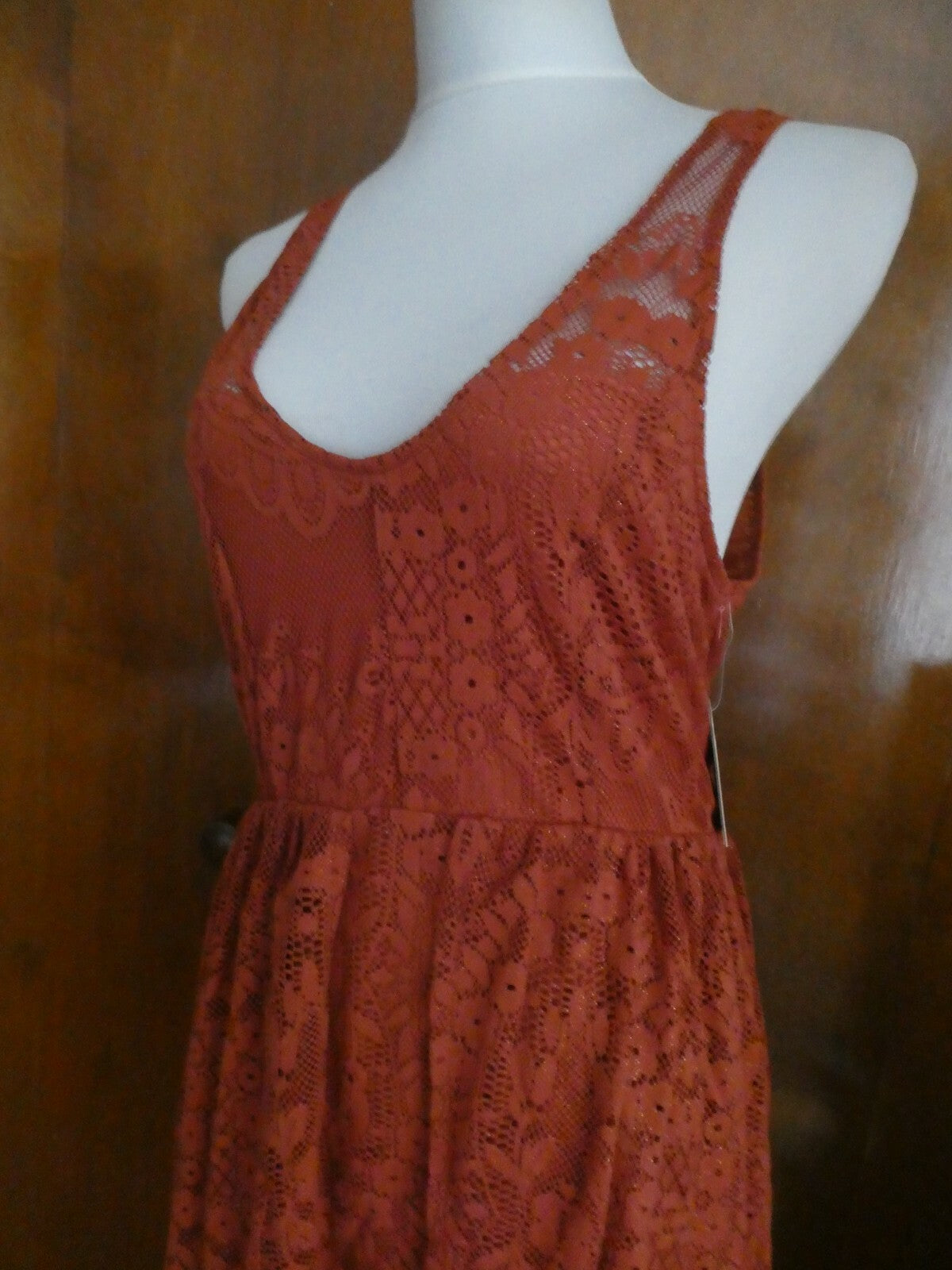 Free People women’s terracotta stylish lace crafted lined evening dress 12