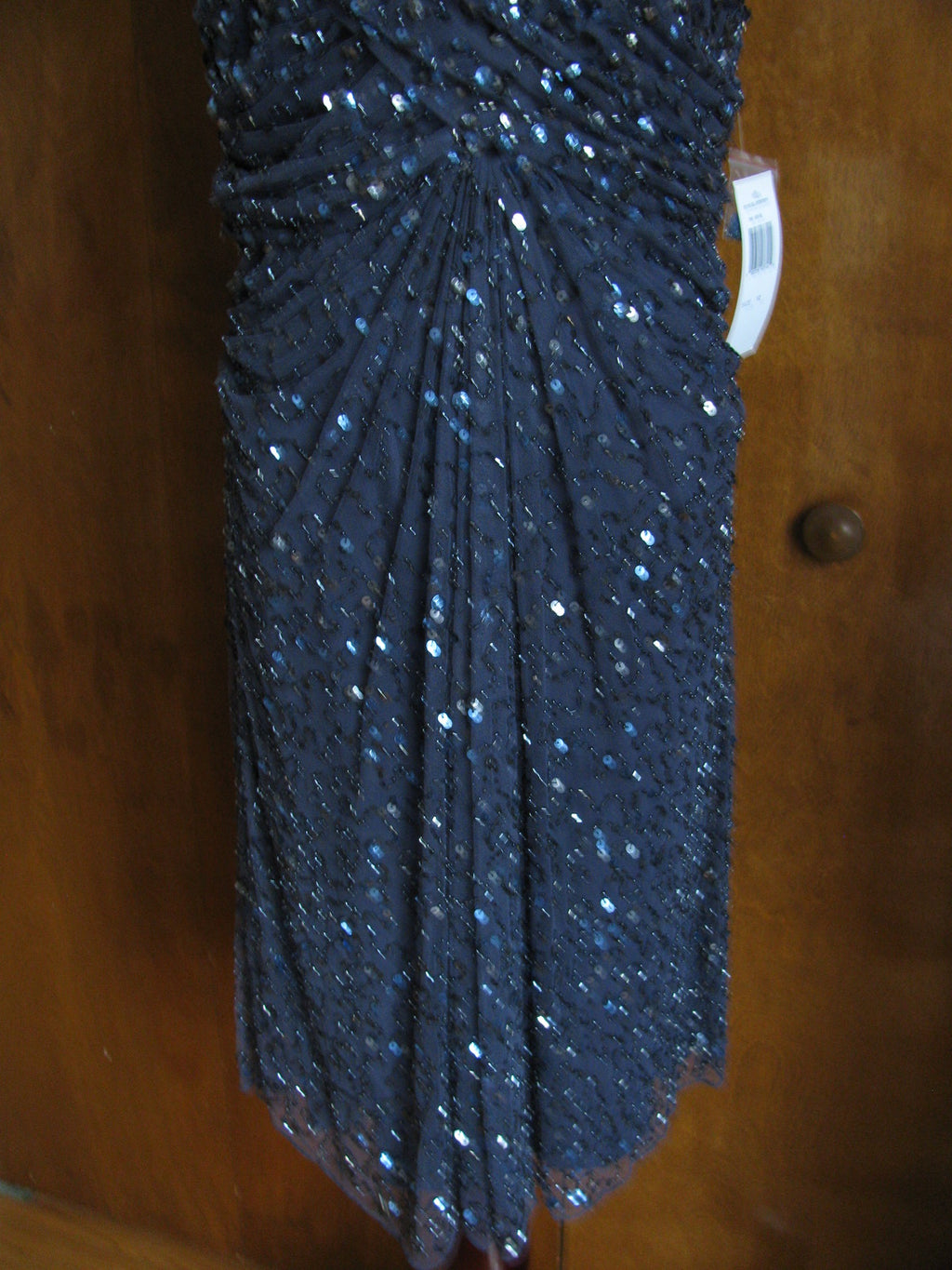Patra Women’s Blueberry Evening Lined Sequined Twist Mesh Dress Size 12 New
