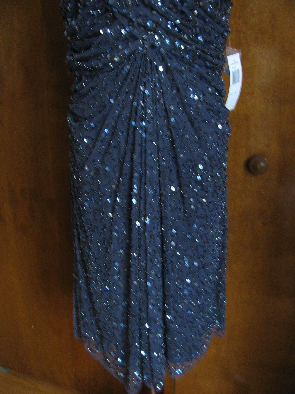 Patra Women’s Blueberry Evening Lined Sequined Twist Mesh Dress Size 12 New