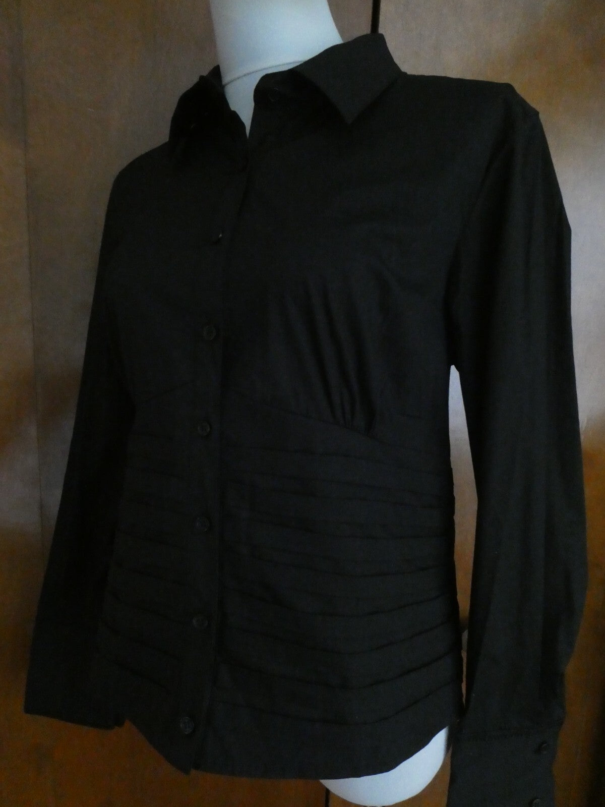 Kenar Women's Black Cotton Detailed Tunic Top Blouse Size 14 (fits size 12)