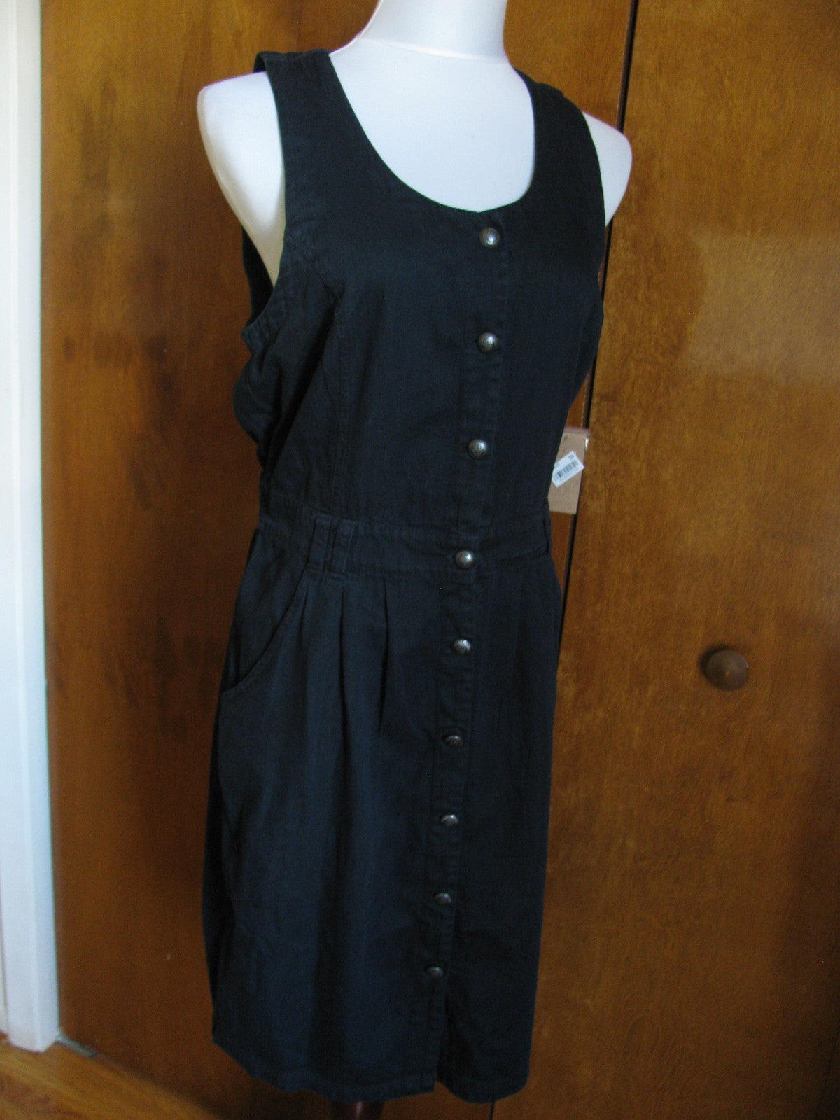 Rachel Roy women's navy sleeveless button down pocketed dress Large NWT
