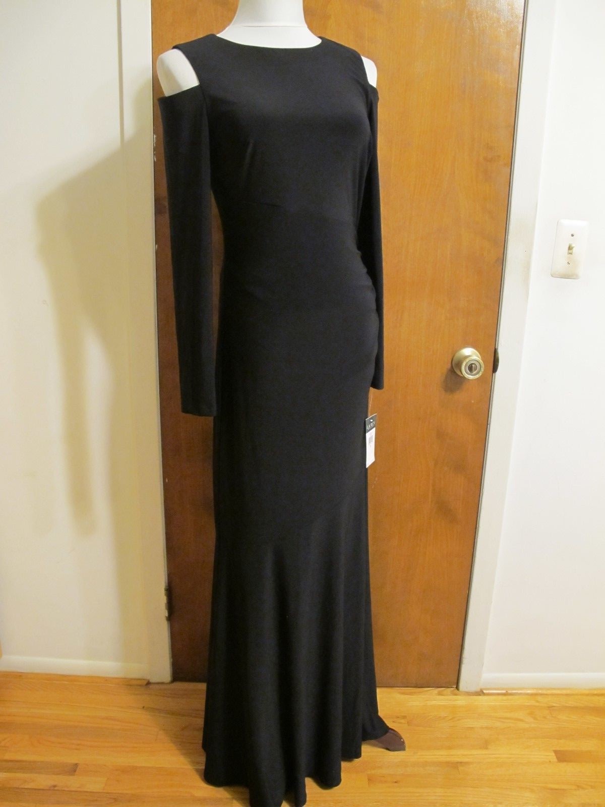 Lauren Ralph Lauren Women’s Black Lined Evening Maxi Cutout A-line Dress New
