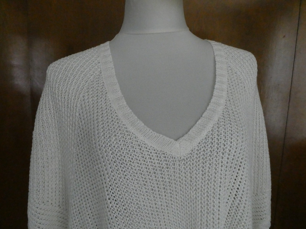 Polo Ralph Lauren Women's crochet linen white stylish dolman sleeve sweater XL