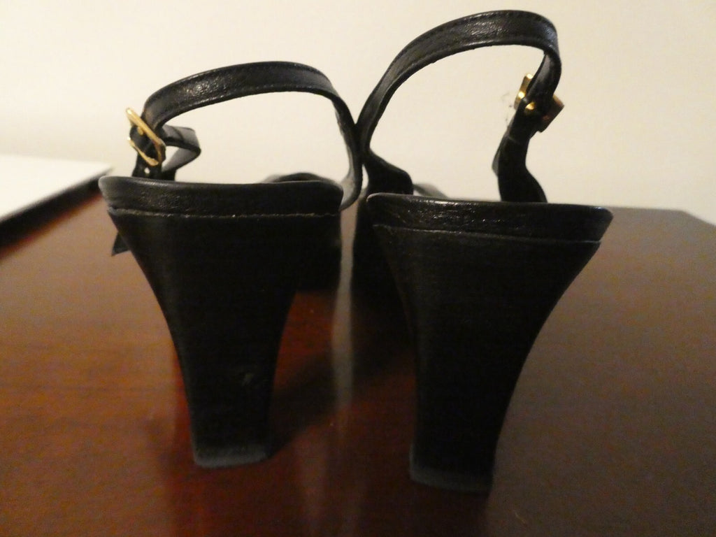 Luchini Women's black leather slingback shoe size 36