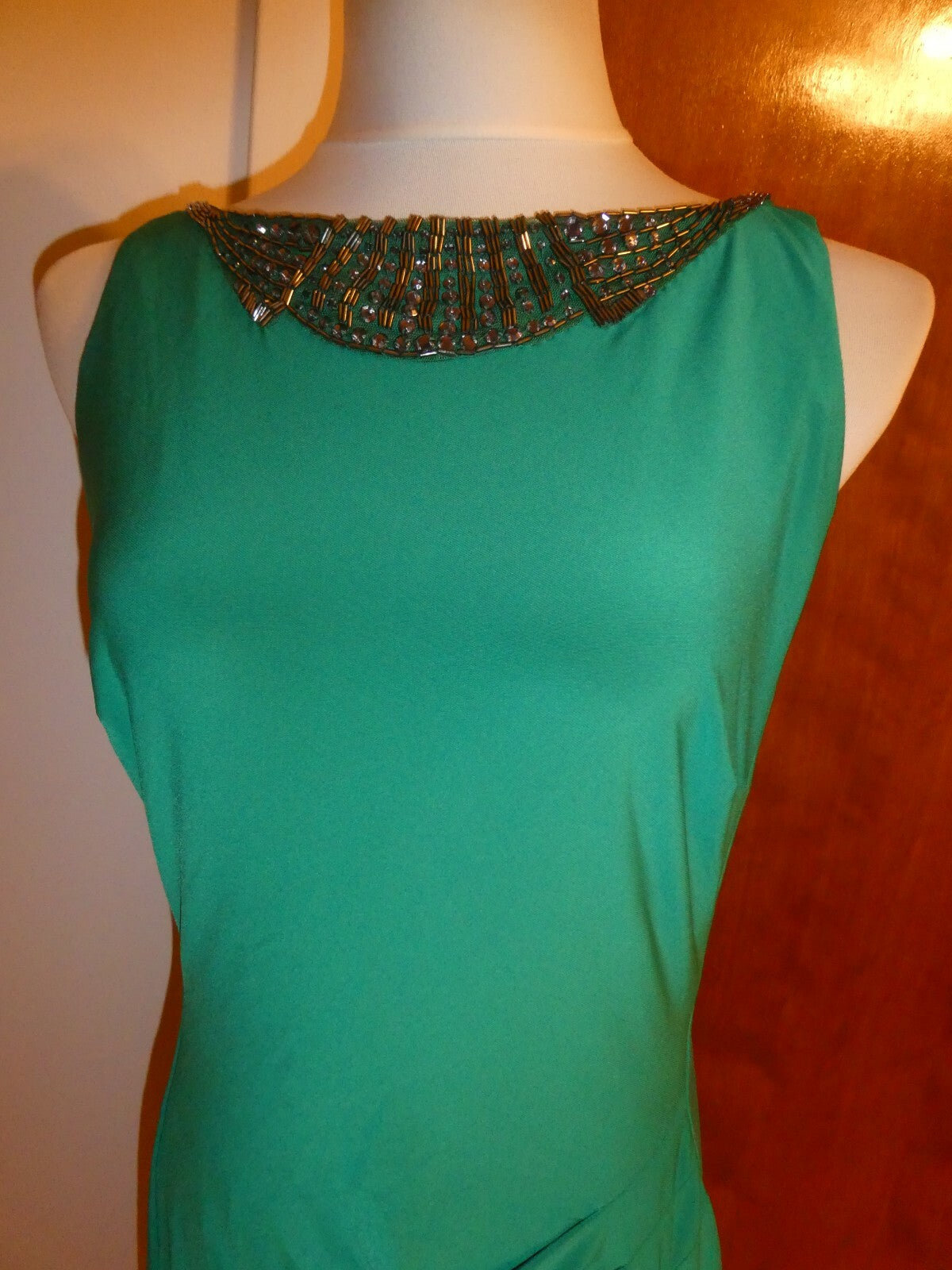 Ralph Lauren women’s emerald elegant neck Jersey evening dress New