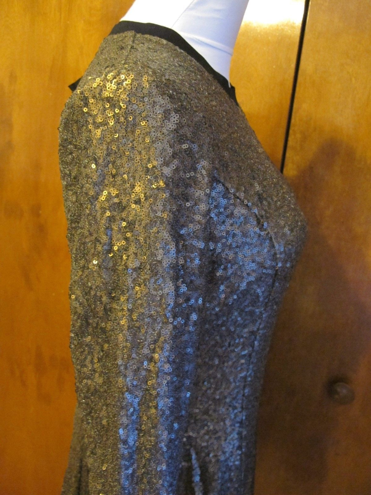 Rachel Roy Women’s Gold Sequin Fit Flare Lined Evening Dress 