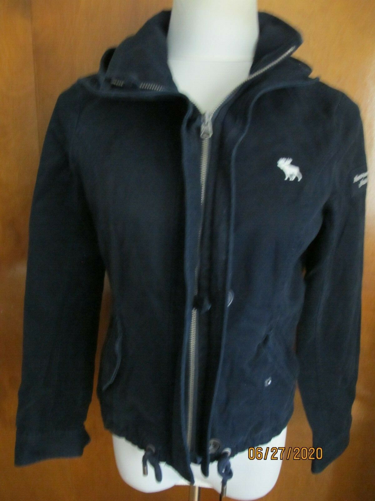 Abercrombie & Fitch navy cotton boys zip out coat jacket size Medium
