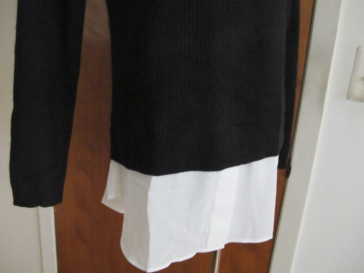 By Bloomingdale's Sweater Black Long Sleeves Layered Look Cashmere Women's L New