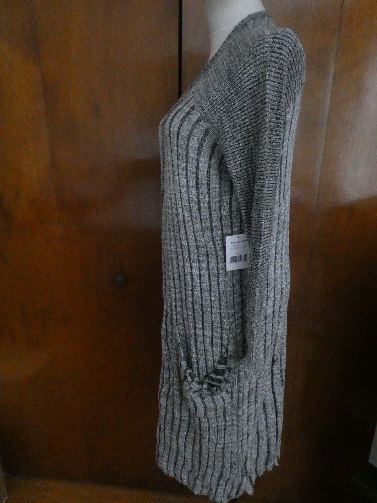 Free People Women's Gray Comb Long Cardigan Size Xsmall