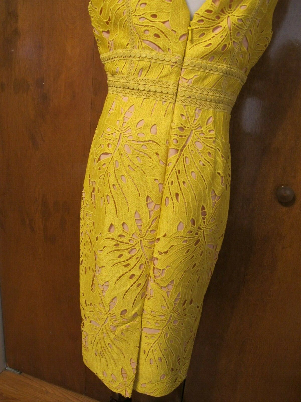 Anthropologie Maeve Crotchet Gardenia Lace Column Dress Yellow  Size 14