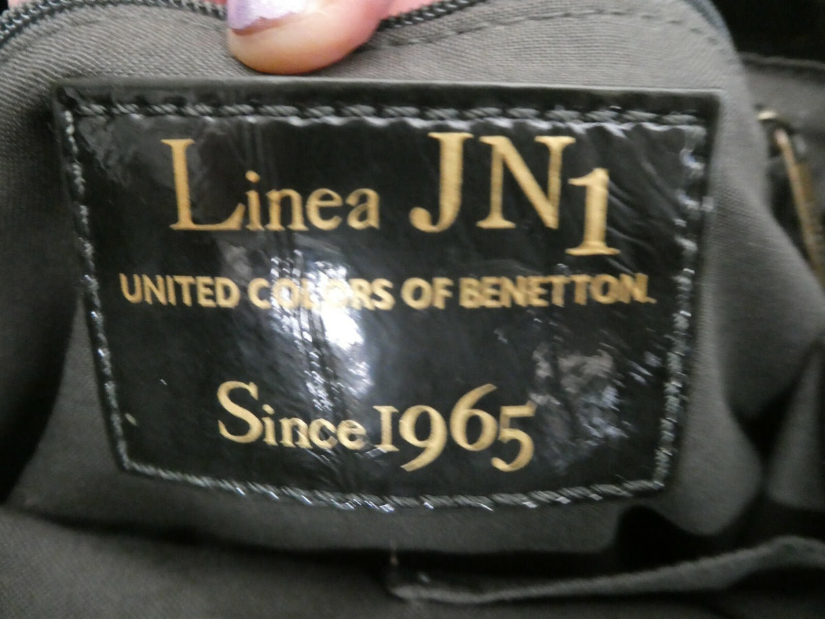 Linea JN1United Colors Of Benetton Dark Green Faux Patent Lined Handbag Purse 
