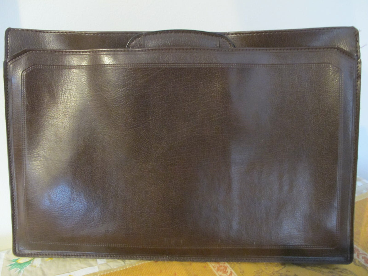 Vintage Custom Cases Chas W Wolf New York Women's Brown Faux Leather Briefcase