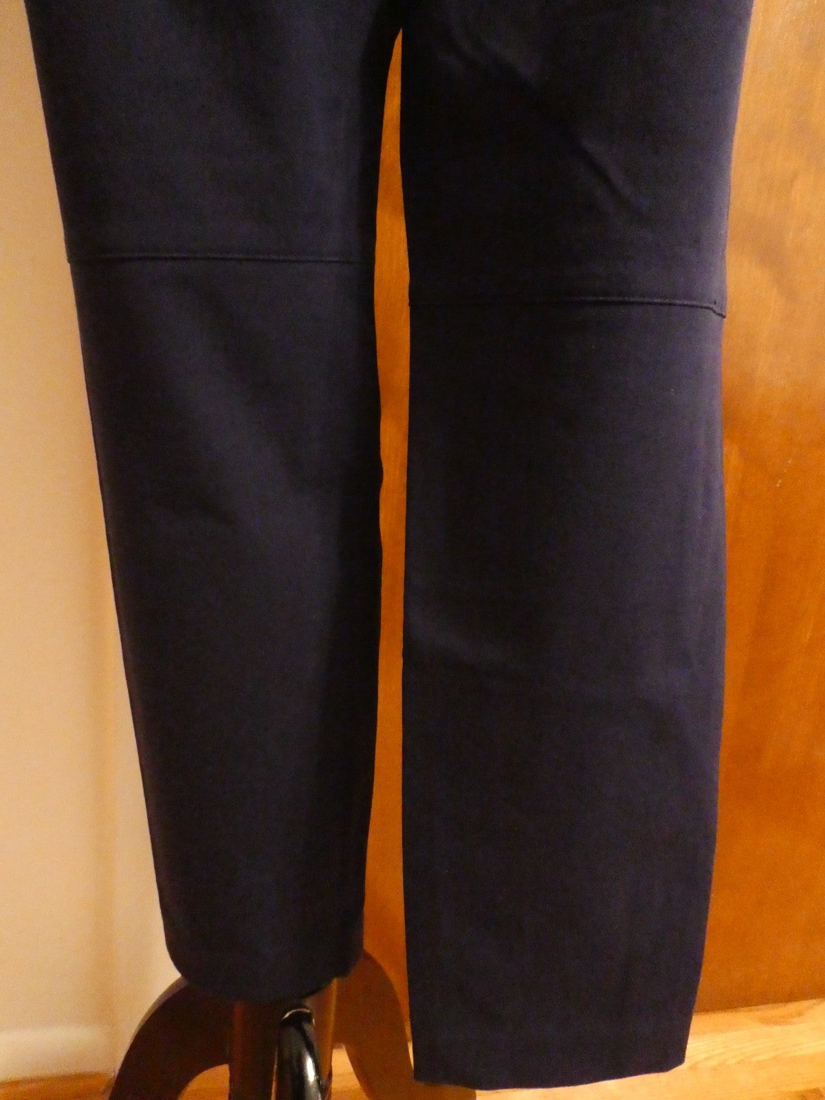 Ralph Lauren Women Navy-Blue Pants Size 14 Stretch Zip Pocket Slim Ankle Career
