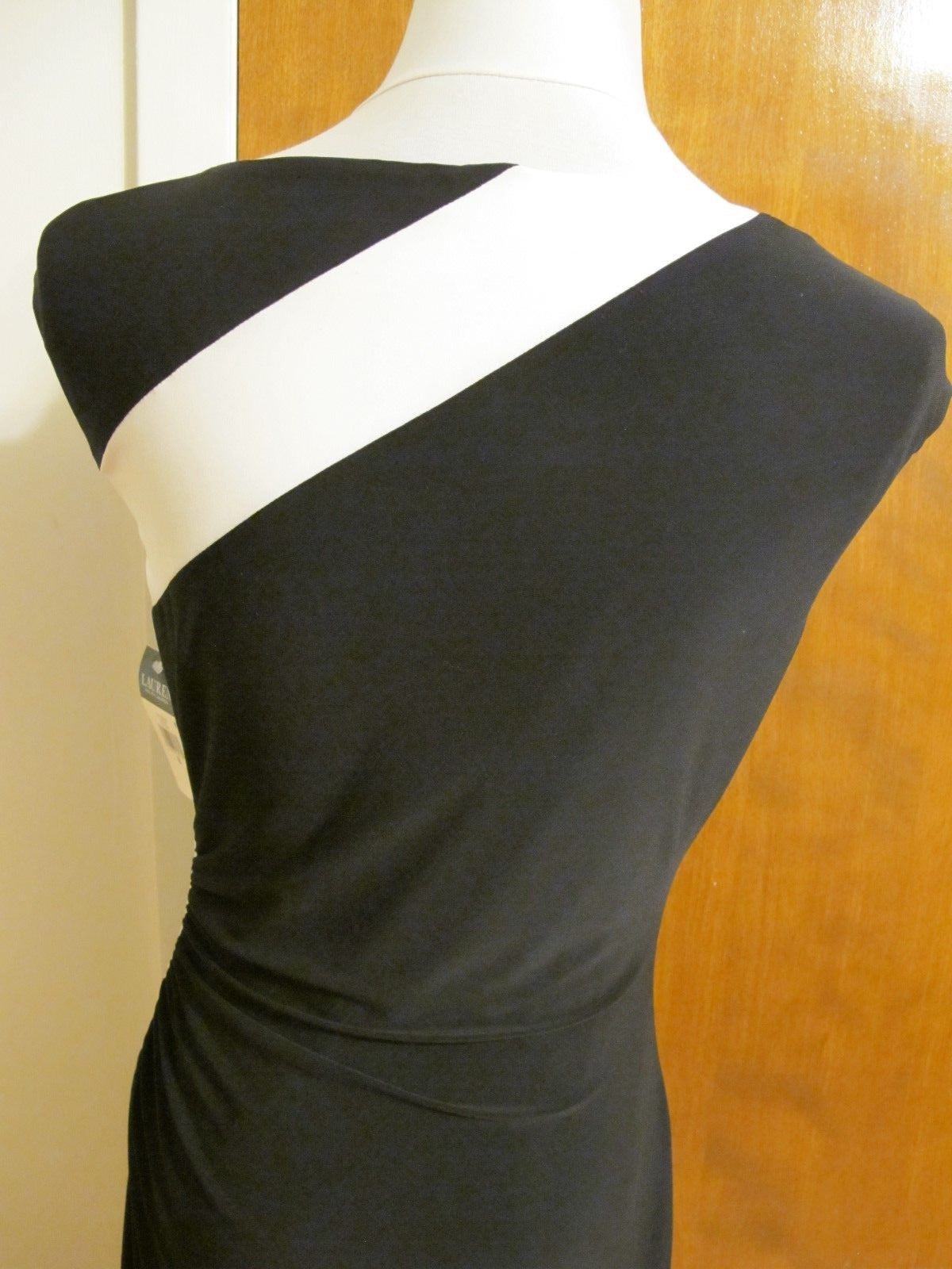 Ralph Lauren Women's Black White Evening Lined Dress 8