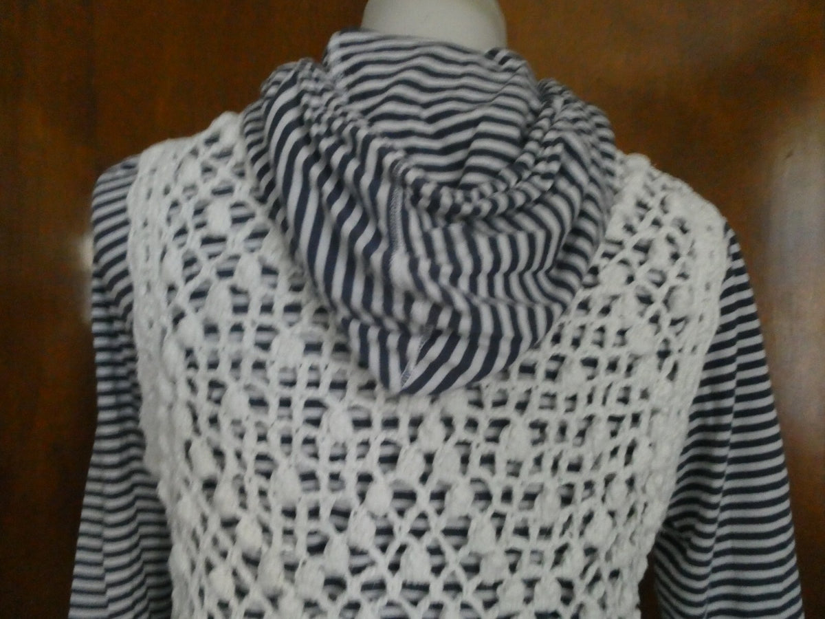 Juicy Couture women's crochet cotton/ white stylish open front cardigan Medium