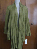 Jones New York Women's Green Pleated Long Cardigan Medium