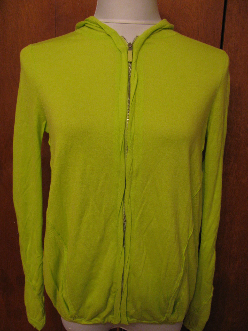 Magaschoni women's  green cotton zippered cardigan Xsmall New